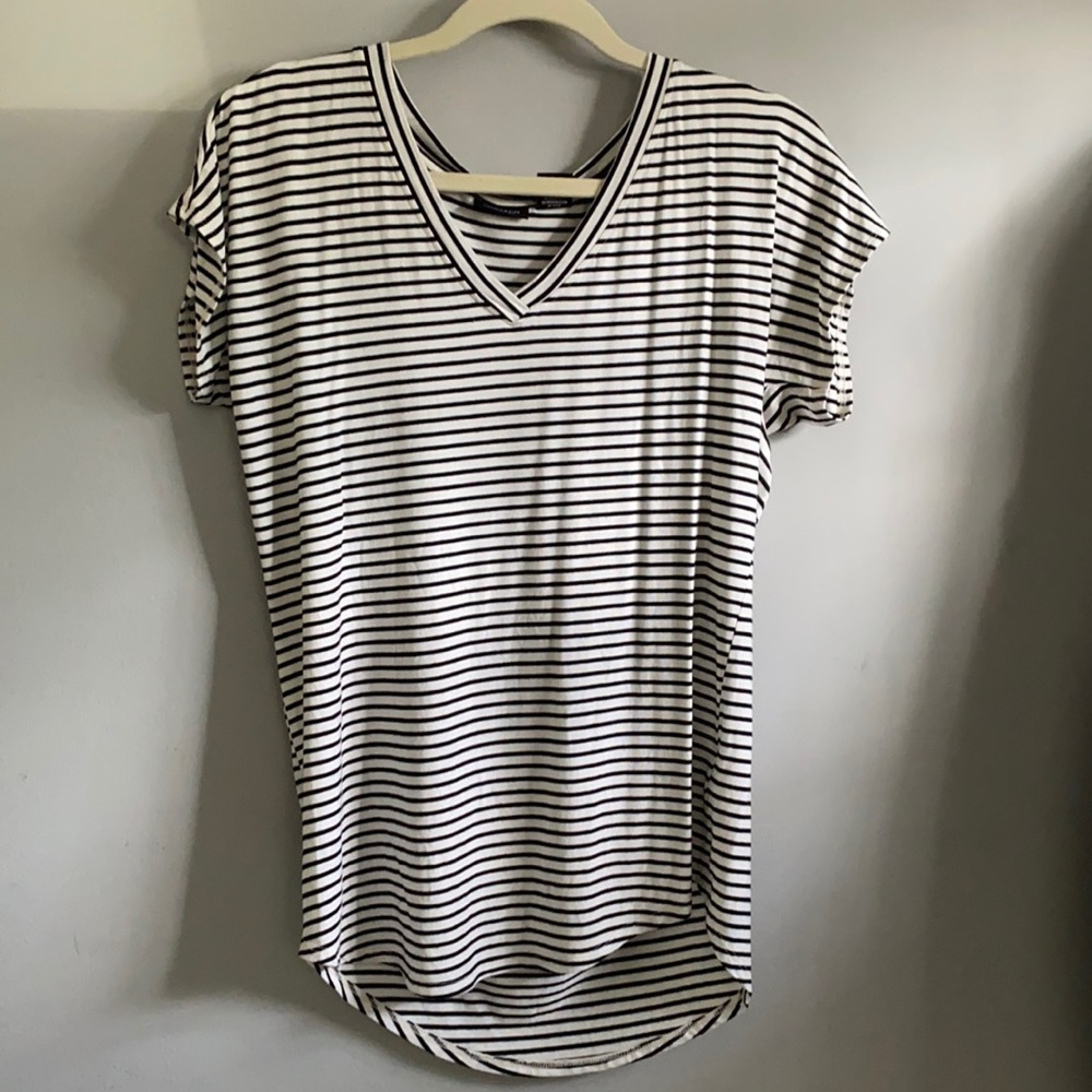 4/$20! Striped V-Neck Short Sleeve Tee, Small